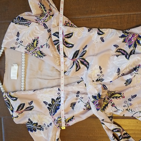 The Jetset Diaries Floral Long Sleeve Maxi Dress Tan Black Below Knee Size Small - Picture 9 of 14